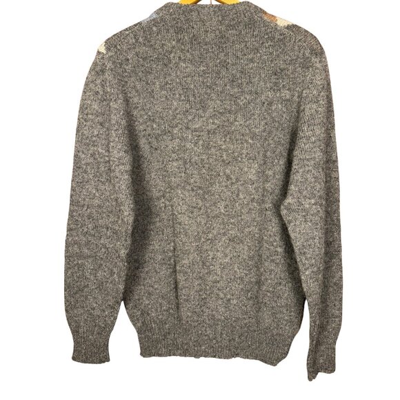 Vintage Argyle Wool Blend Sweater Medium Fellini Grey Academia Knit - Picture 6 of 7